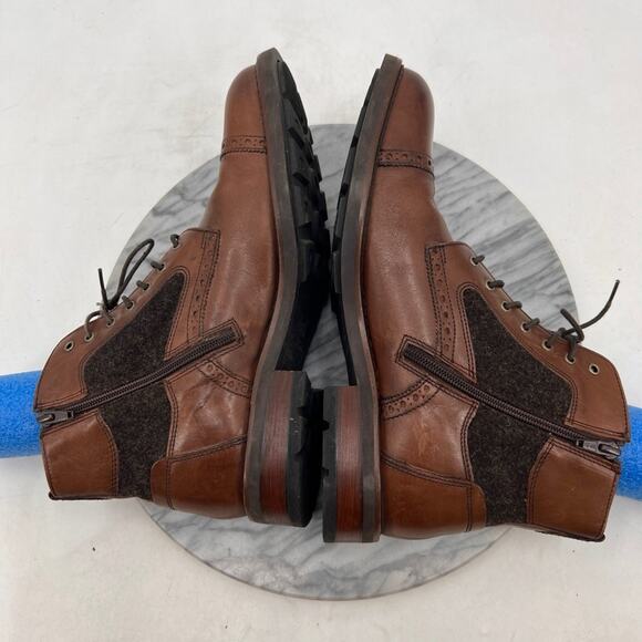 Johnston & Murphy Mens Boots 9.5 Mahogany Fullerton Cap Toe Side Zip Block Heel main image 6